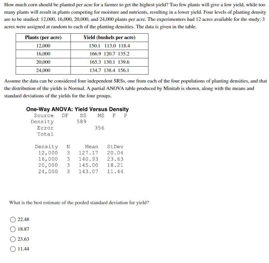 Solved How Much Corn Should Be Planted Per Acre For A Farmer Chegg Com   PhpsPTi2Y