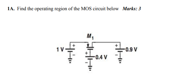 Solved 1A. Find the operating region of the MOS circuit | Chegg.com