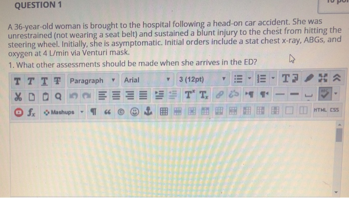 Solved QUESTION1 A 36-year-old woman is brought to the | Chegg.com