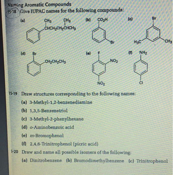 Solved Naming Aromatic Compounds Give IUPAC Names For The Chegg Com   Image