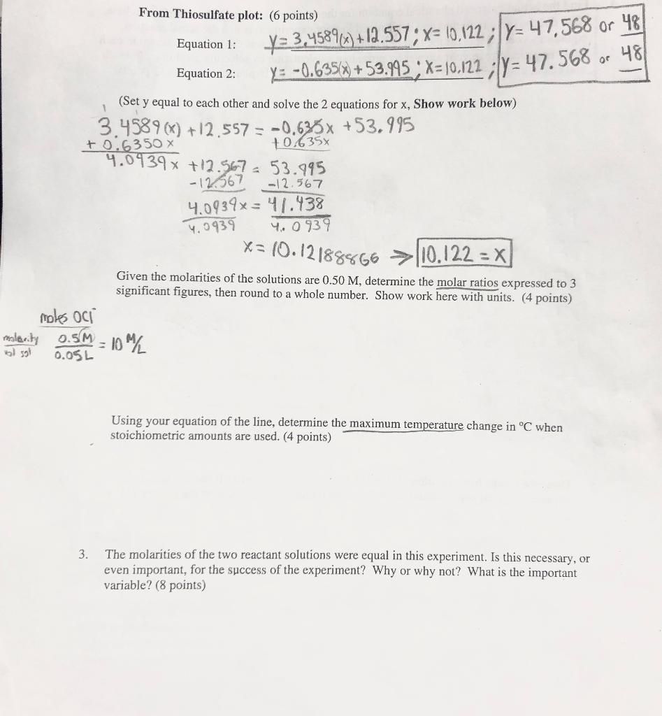 Solved Given the molarities of the solutions are 0.50 M, | Chegg.com