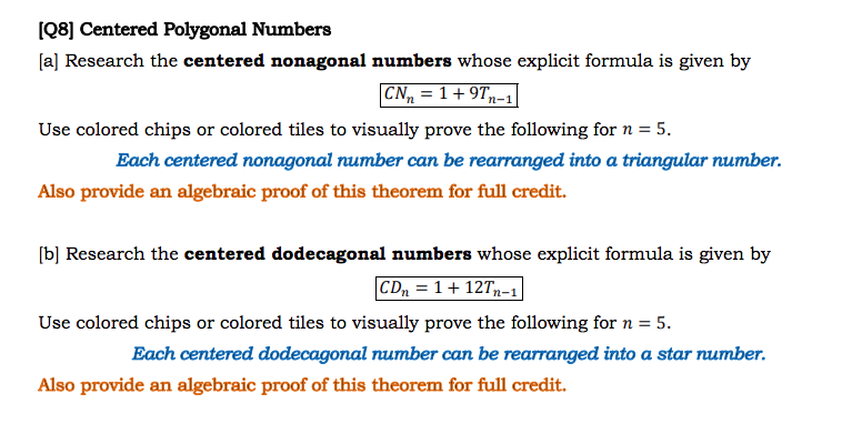 Solved [08] Centered Polygonal Numbers [a] Research the | Chegg.com