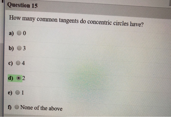 how many common tangents in concentric circles