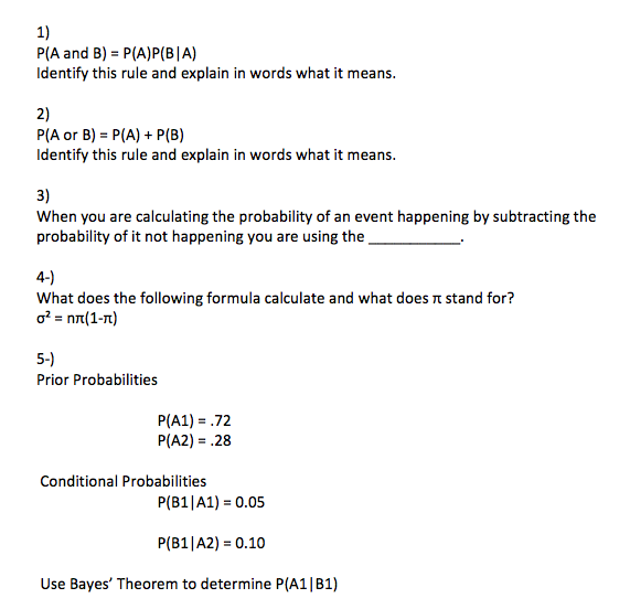 Solved 1 P A And B P A P BIA Identify This Rule And Chegg