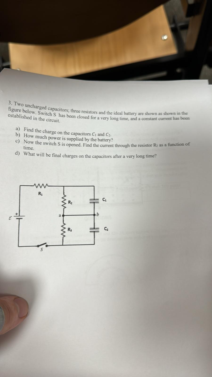 Solved Two uncharged capacitors; three resistors and the