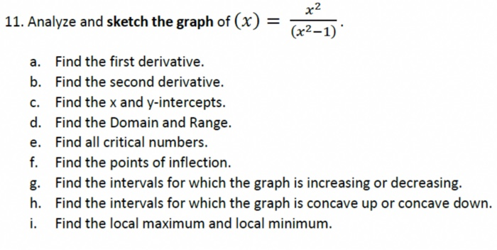 Solved x2 11. Analyze and sketch the graph of (X)(x2-1) Find | Chegg.com