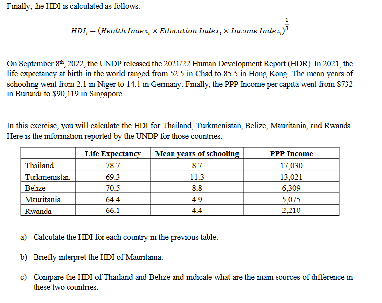Solved In 1990 The United Nations Development Programme Chegg