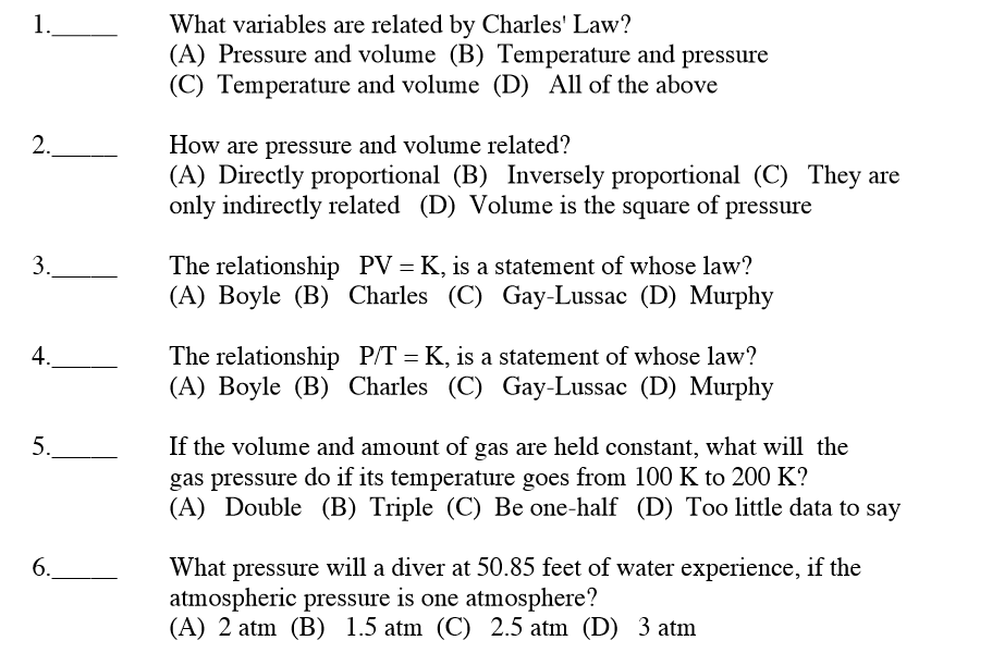 Solved What variables are related by Charles' Law? (A) | Chegg.com