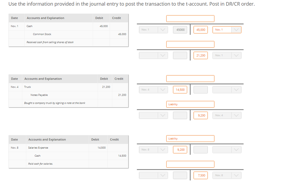 Solved Use the information provided in the journal entry to