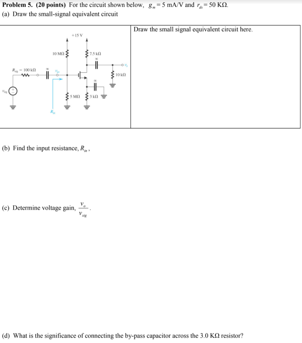 Solved Problem 5. (20 points) For the circuit shown below, | Chegg.com