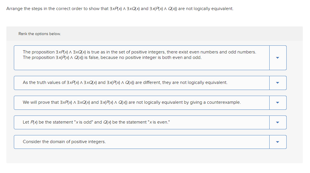 Solved Arrange the steps in the correct order to show that | Chegg.com