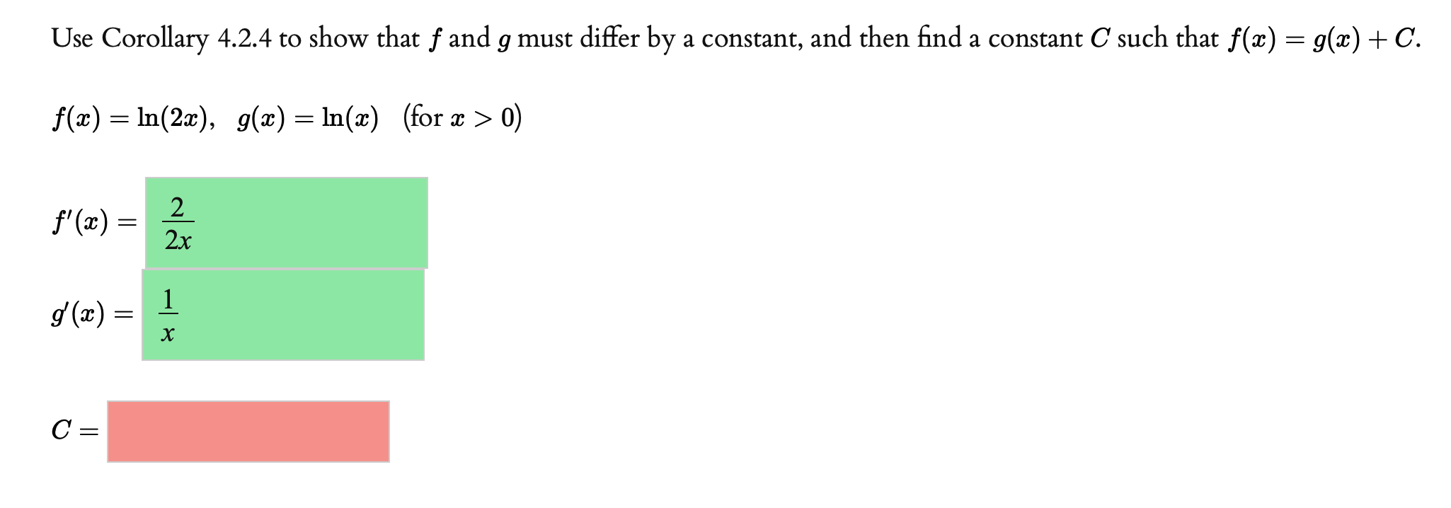Solved Use Corollary 4 2 4 To Show That F And G Must Diff Chegg Com