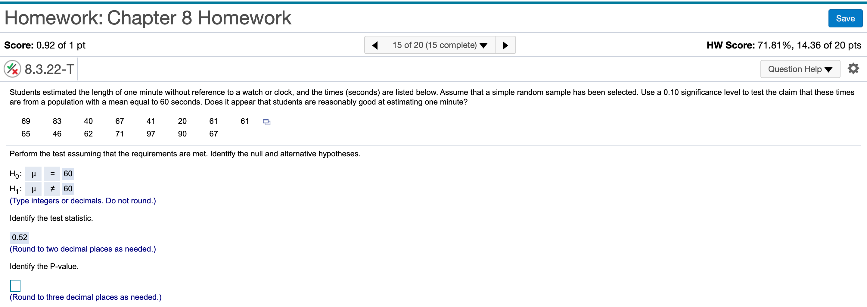 Solved Homework: Chapter 8 Homework Save Score: 0 of 1 pt 9 | Chegg.com