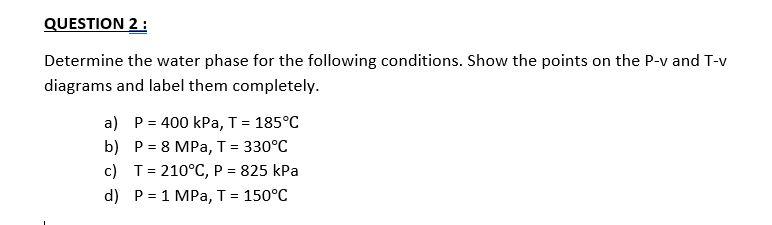 Solved QUESTION 2: Determine the water phase for the | Chegg.com