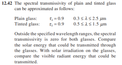 Solved Ta = 0.9 12.42 The spectral transmissivity of plain | Chegg.com