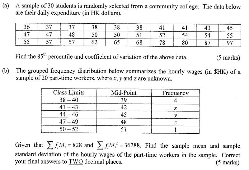 Solved (a) A sample of 30 students is randomly selected from | Chegg.com