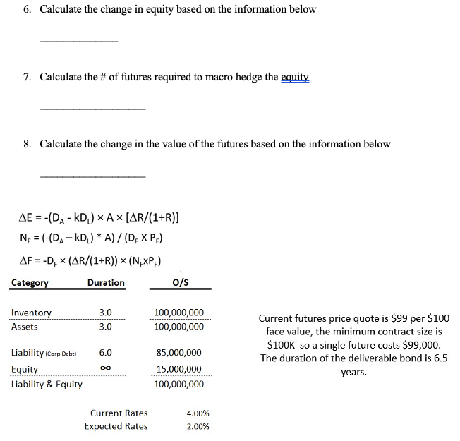 6. Calculate the change in equity based on the | Chegg.com