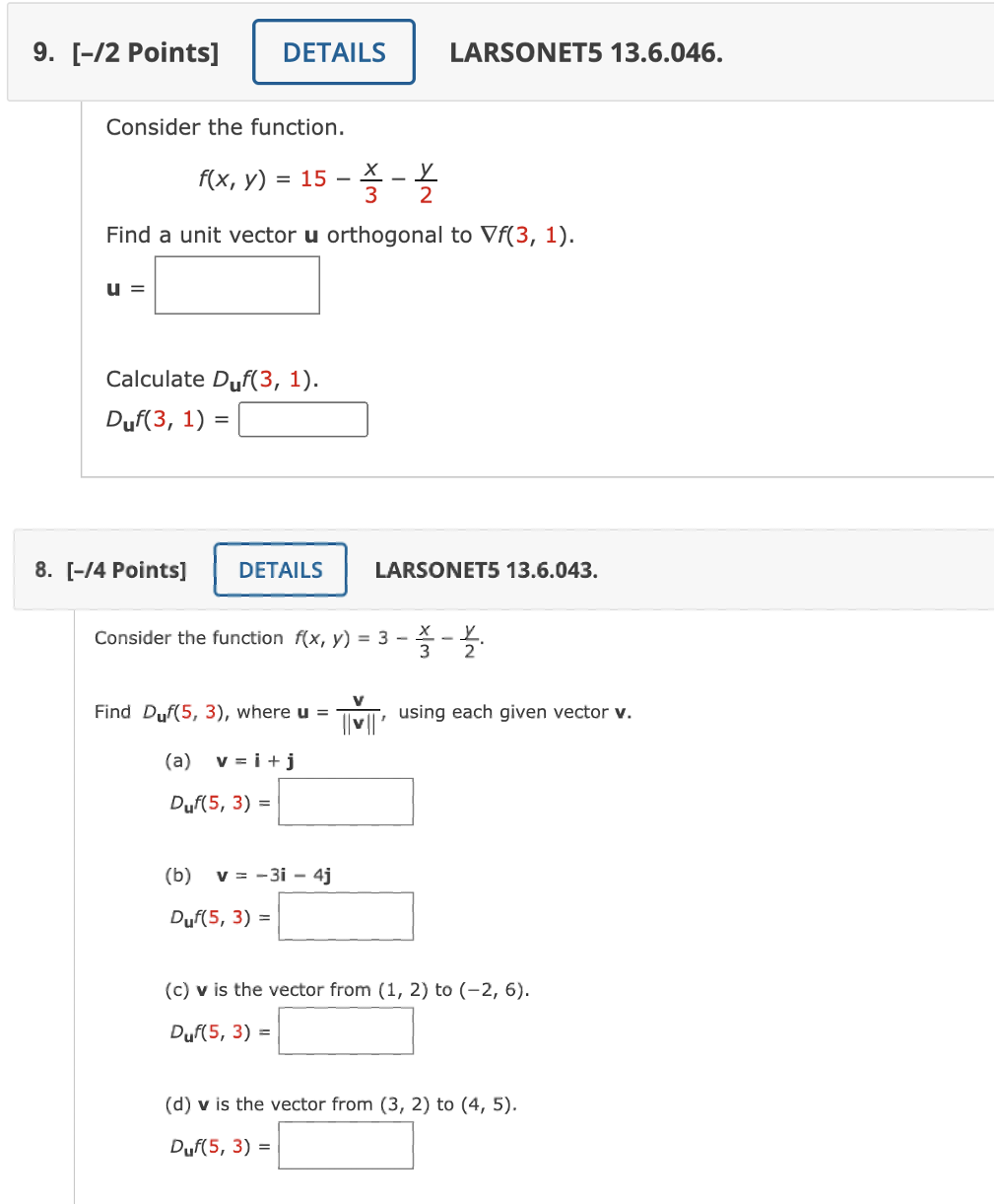 Solved 9. [-12 Points] DETAILS LARSONET5 13.6.046. Consider | Chegg.com
