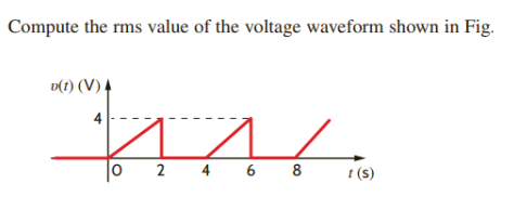 Solved Compute the rms value of the voltage waveform shown | Chegg.com