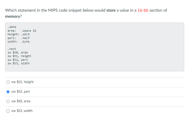 Solved Which statement in the MIPS code snippet below is | Chegg.com