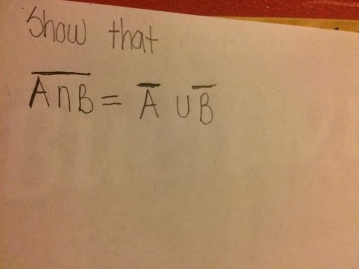 Solved Show That Bar A Intersection B = Bar A Union Bar B | Chegg.com