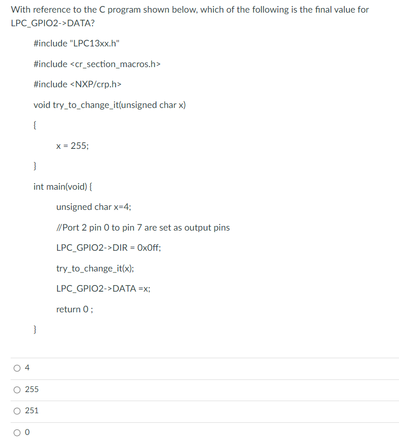 Solved With reference to the C program shown below, which of | Chegg.com