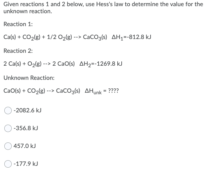 Solved Given reactions 1 and 2 below, use Hess's law to | Chegg.com