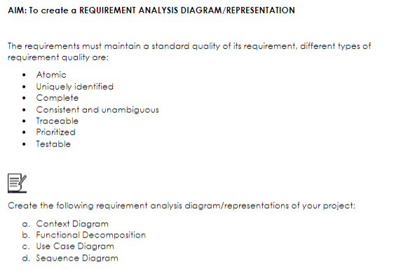 Solved AIM: To create a REQUIREMENT ANALYSIS | Chegg.com