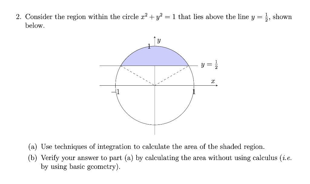 Solved 2 Consider The Region Within The Circle X2 Y2 1 Chegg Com