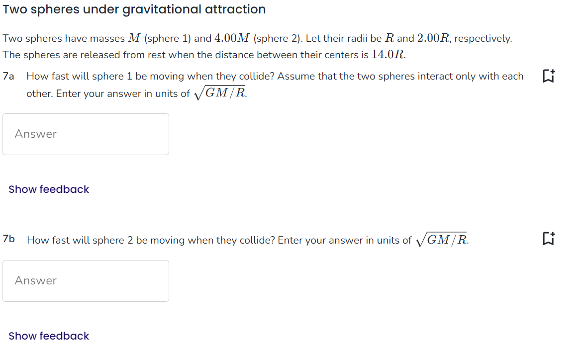 Solved Two spheres under gravitational attraction Two | Chegg.com