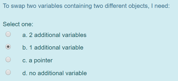 Solved To Swap Two Variables Containing Two Different | Chegg.com