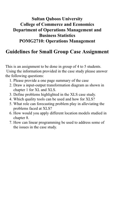 College operation management assignment group