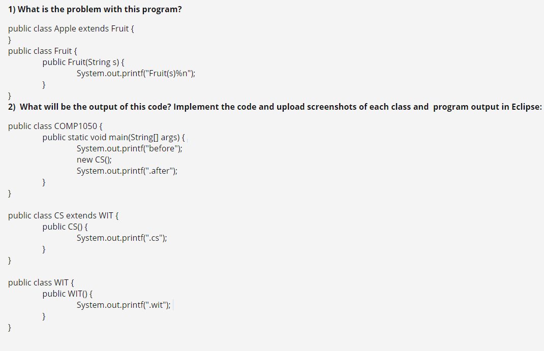 Solved 1) What is the problem with this program? public | Chegg.com