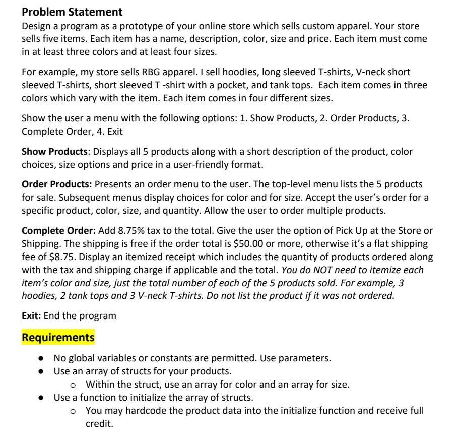 Solved Problem Statement Design a program as a prototype of | Chegg.com