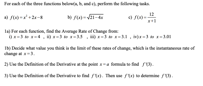 Solved For each of the three functions below(a, b, and c), | Chegg.com