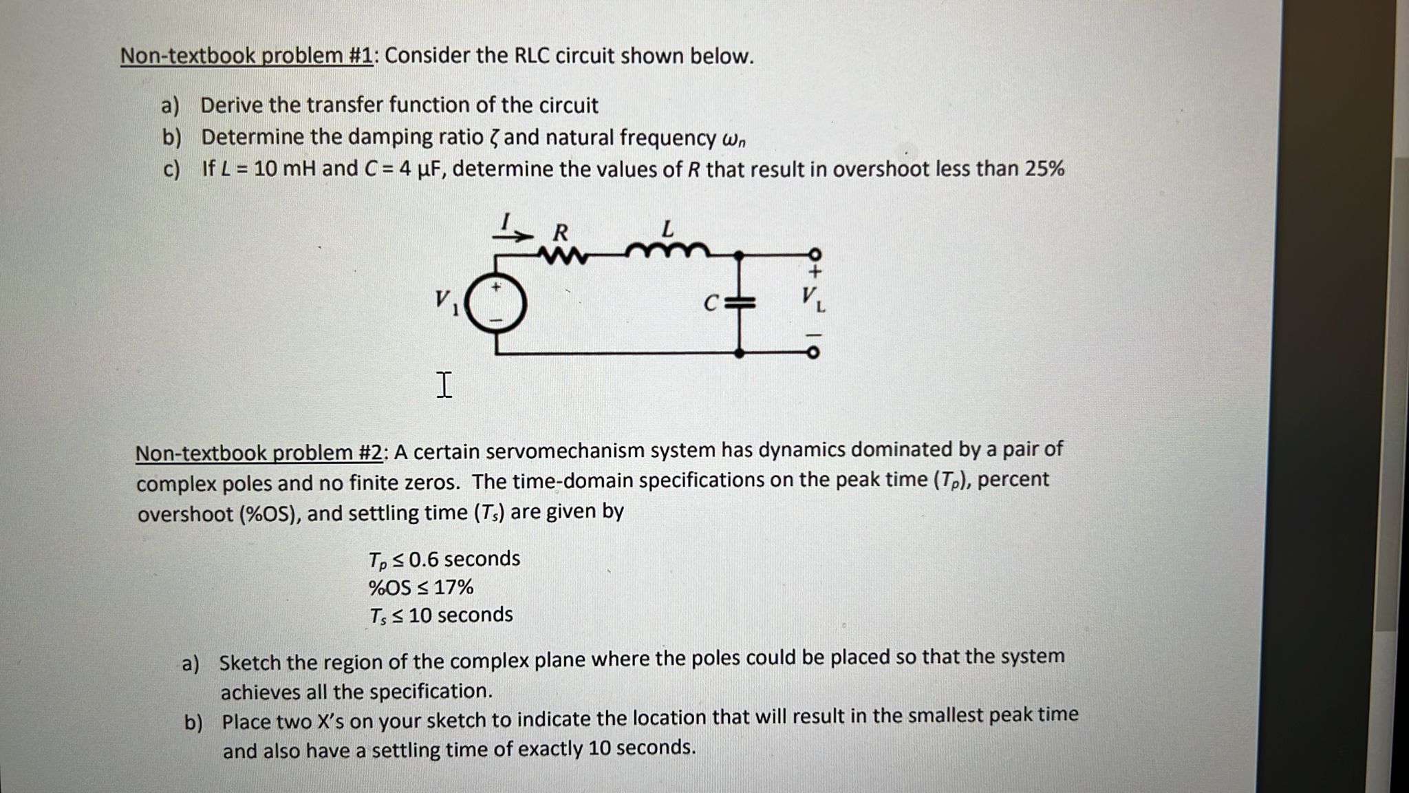 Solved Non-textbook problem \#1: Consider the RLC circuit | Chegg.com