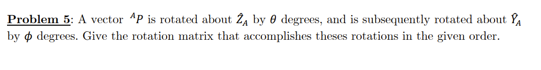 Solved Problem 5: A vector AP is rotated about Z^A by θ | Chegg.com