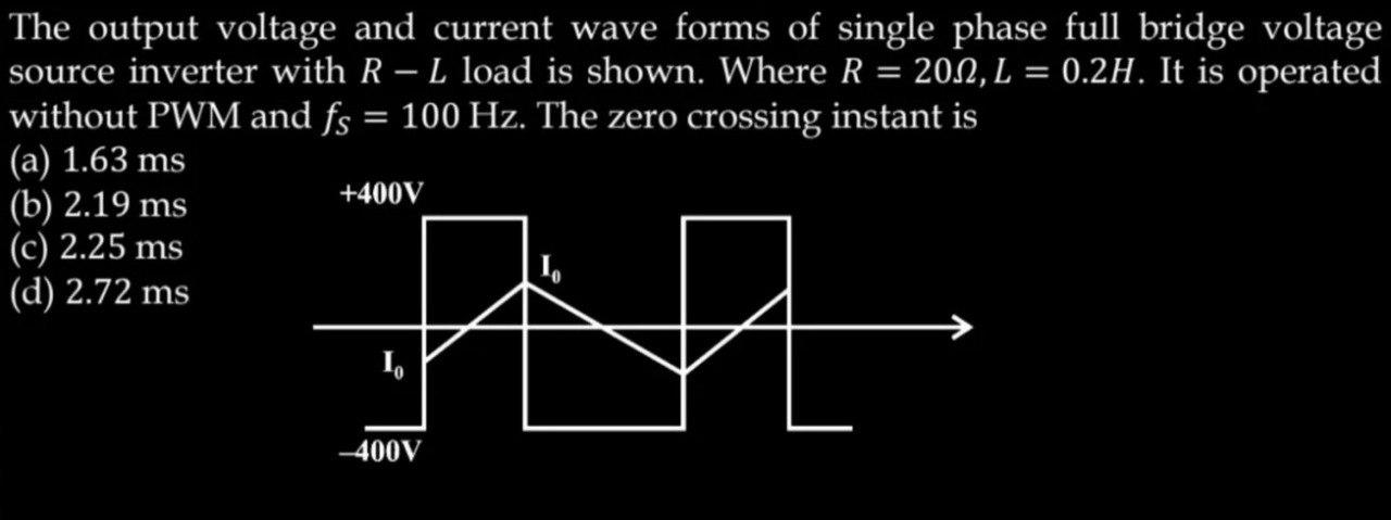 Solved The output voltage and current wave forms of single | Chegg.com