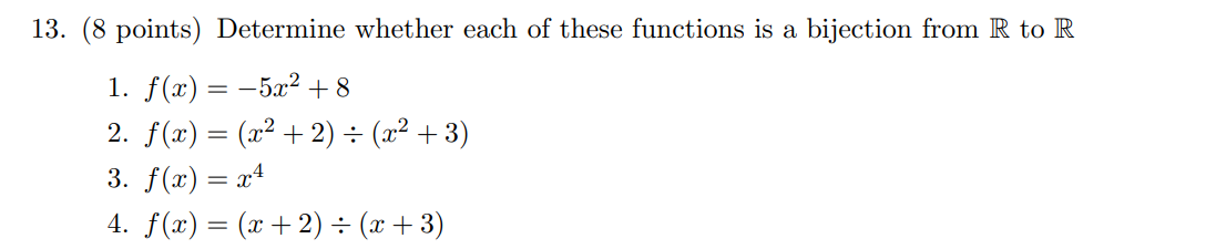 Solved 13. (8 points) Determine whether each of these | Chegg.com