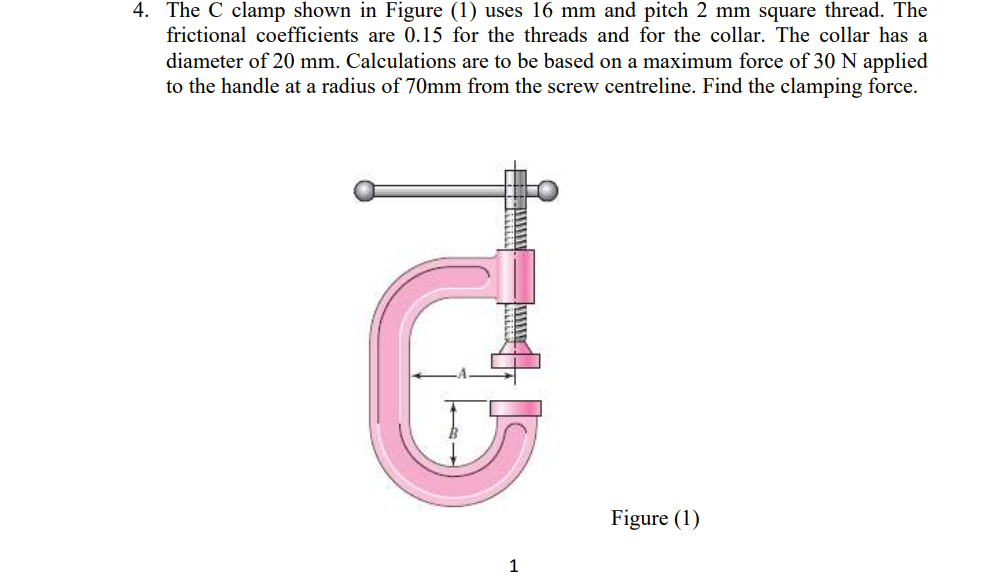 Solved The clamp shown in (Figure 1) has a rated load