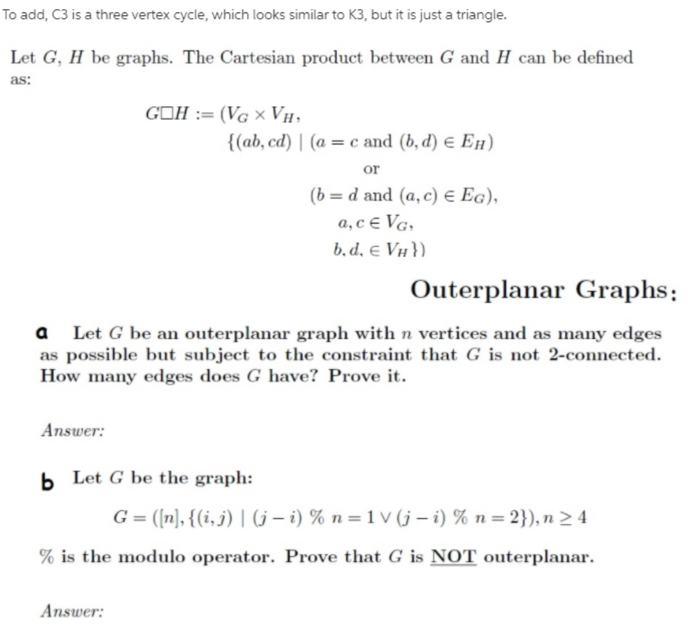 To Add C3 Is A Three Vertex Cycle Which Looks Si Chegg Com