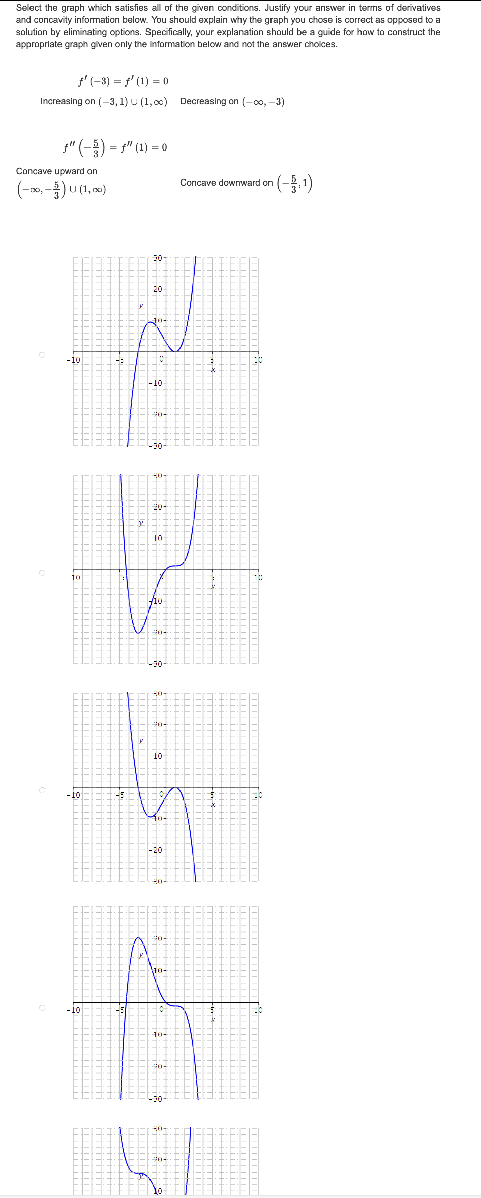 Solved Select the graph which satisfies all of the given | Chegg.com