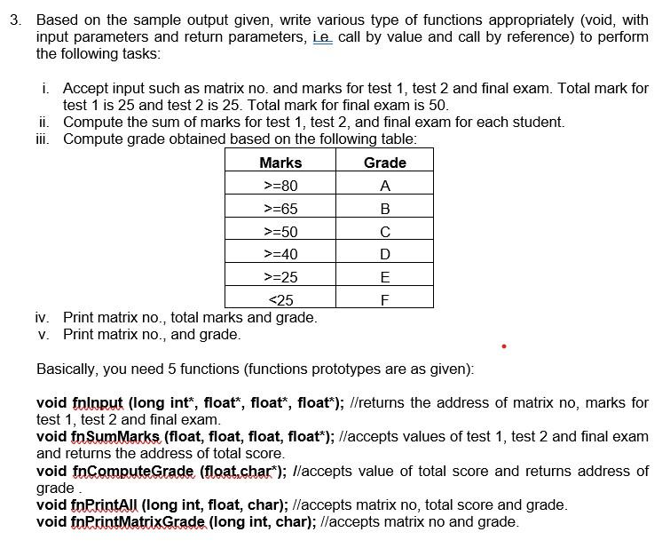 Solved 3. Based on the sample output given, write various | Chegg.com