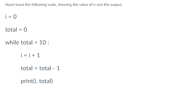 Solved Hand-trace the following code, showing the value of n | Chegg.com