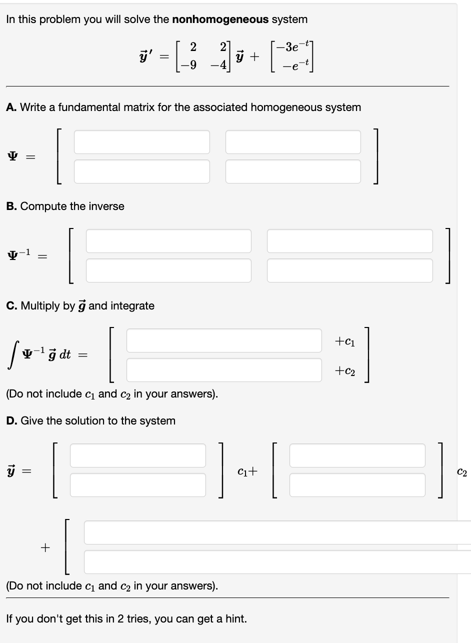 Solved In this problem you will solve the nonhomogeneous | Chegg.com