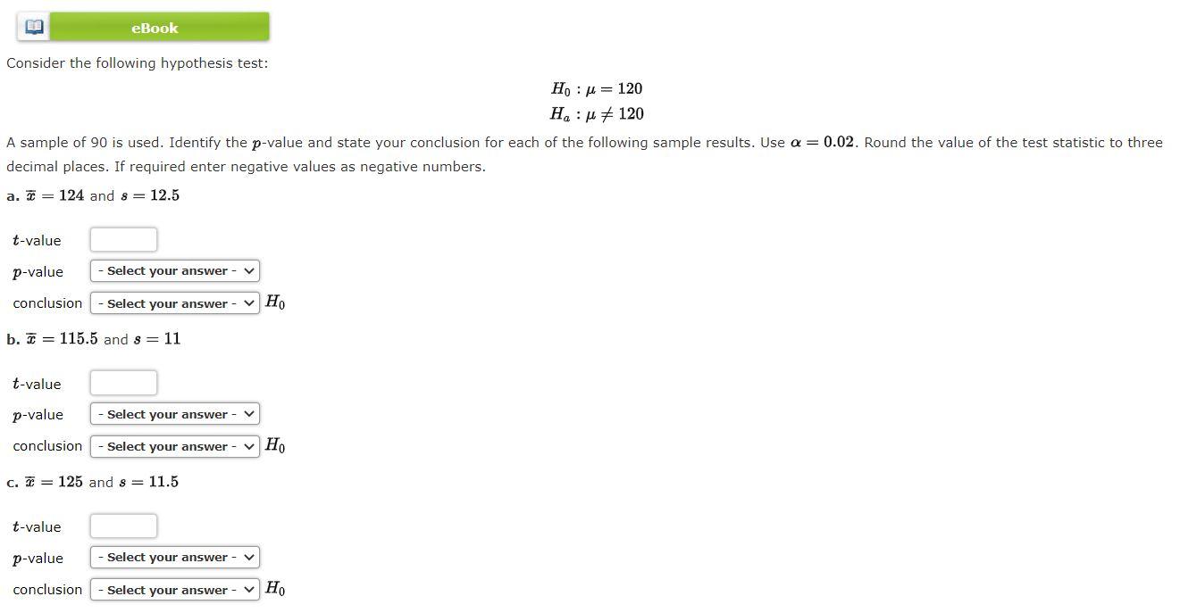 Solved Consider the following hypothesis test: | Chegg.com