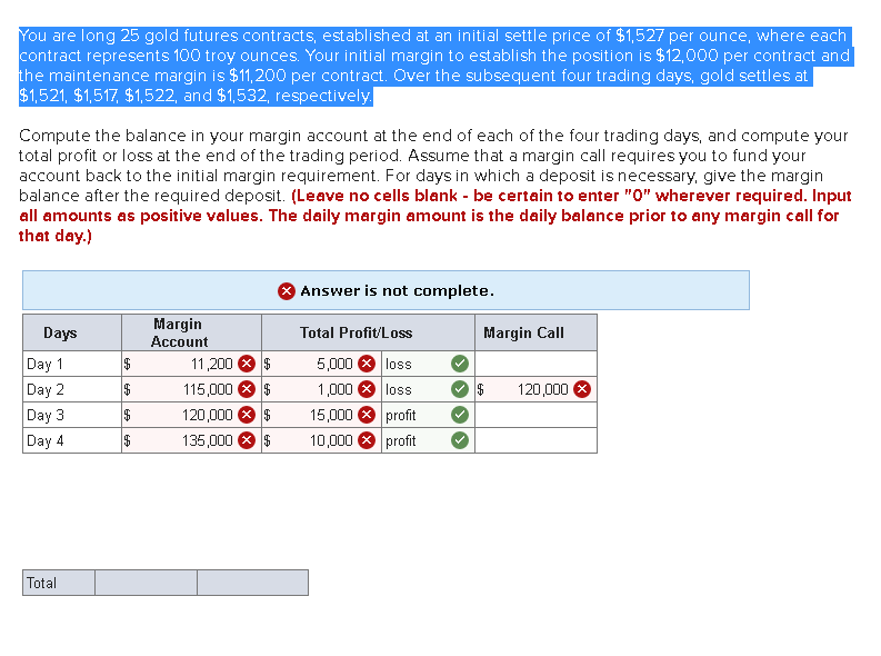 Solved You are long 25 gold futures contracts, established