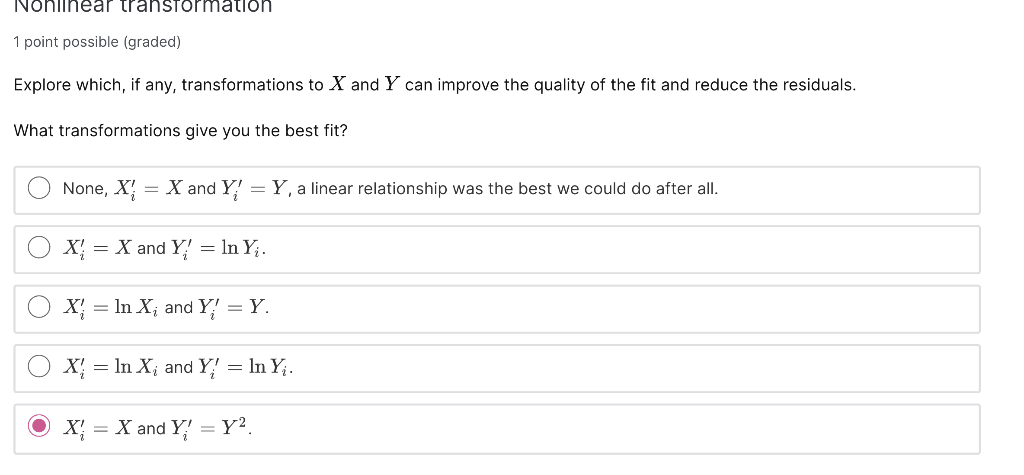 Solved Nonlinear Transformation 1 Point Possible (graded) | Chegg.com