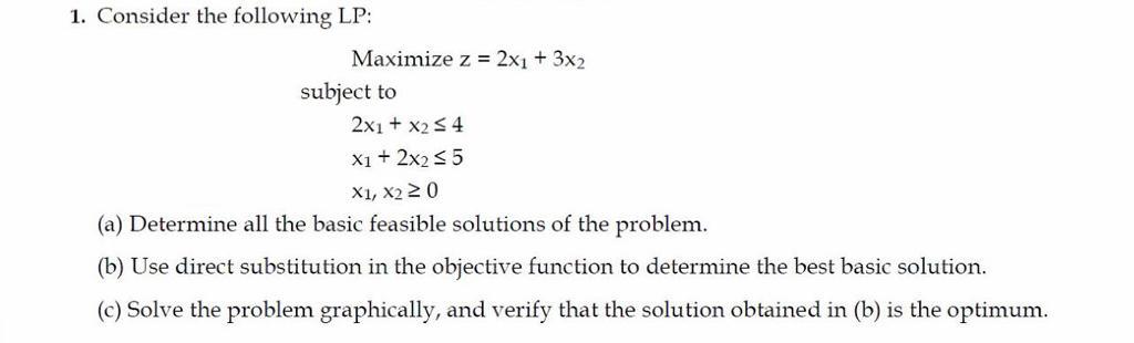 Solved 1 Consider The Following Lp Maximize Z 2x1 3x2