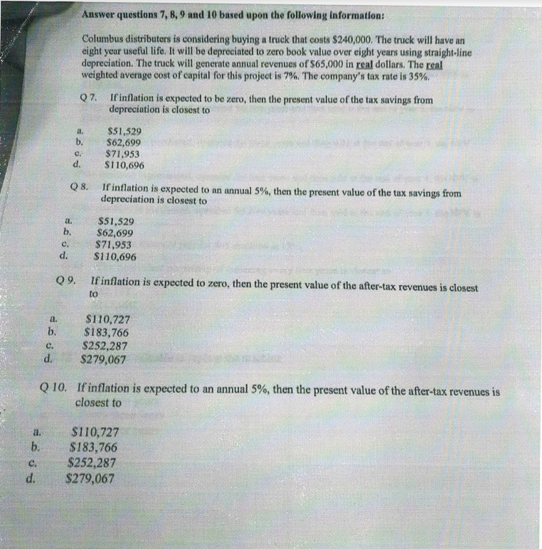 Solved Answer questions 7, 8, 9 and 10 based upon the | Chegg.com